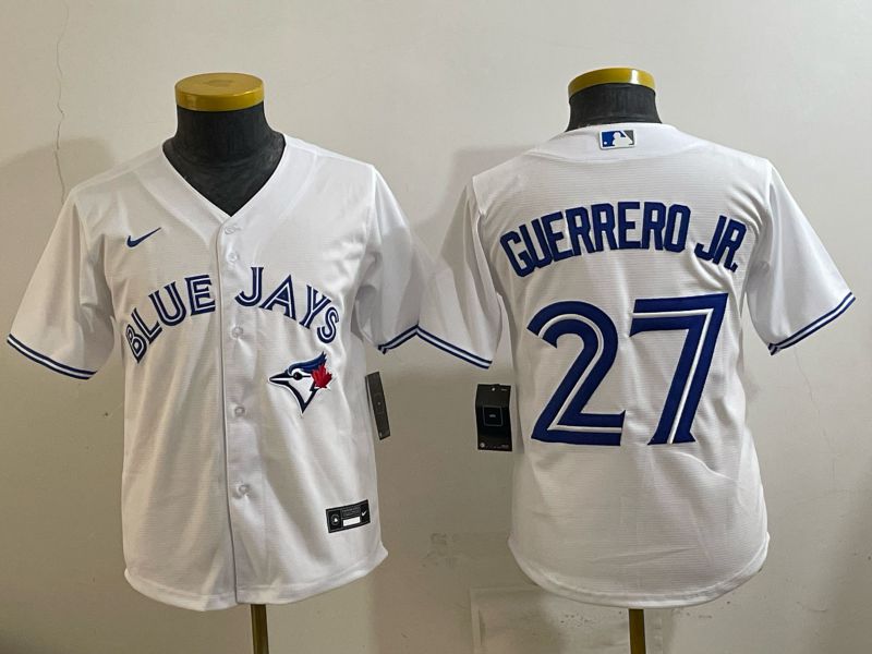 Youth 2025 Nike Toronto Blue Jays #27 Guerrero jr White Game MLB Jersey 01->youth mlb jersey->Youth Jersey